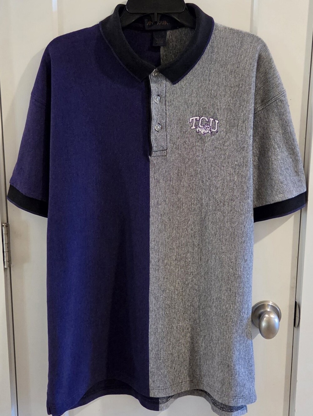Vintage Antigua Colorblock Polo Shirt - Texas Christian University - Size Large